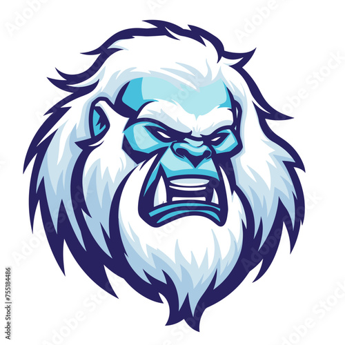 Vector esports logotype yeti on white background, logo yeti, icon yeti, sticker yeti, symbol yeti, emblem yeti, white gorilla