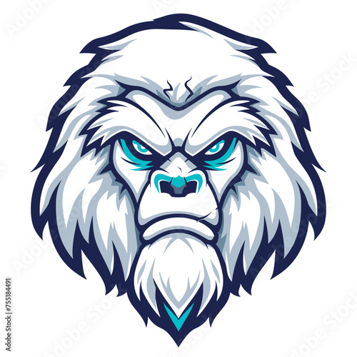 Vector esports logotype yeti on white background, logo yeti, icon yeti, sticker yeti, symbol yeti, emblem yeti, white gorilla