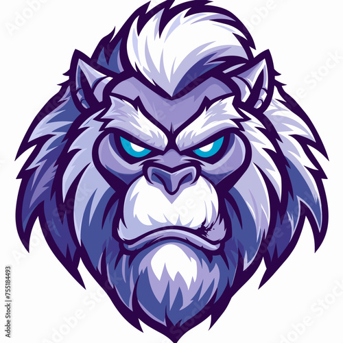 Vector esports logotype yeti on white background, logo yeti, icon yeti, sticker yeti, symbol yeti, emblem yeti, white gorilla