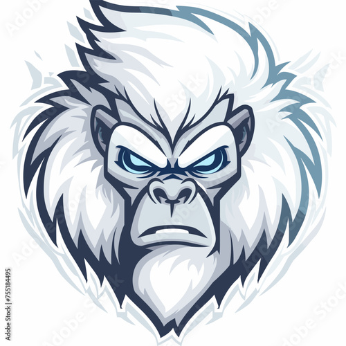 Vector esports logotype yeti on white background, logo yeti, icon yeti, sticker yeti, symbol yeti, emblem yeti, white gorilla