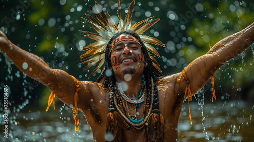 The ritual of a rain dance, performed by an indigenous tribe