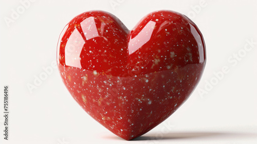 Heart made of glass with red color
