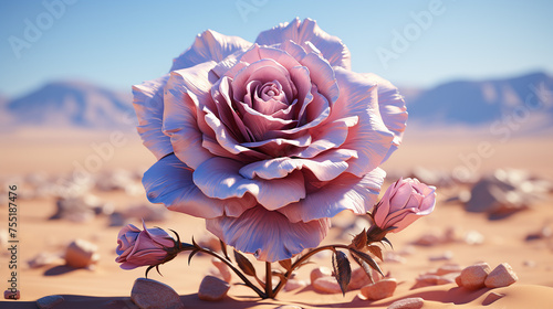 Fantasy rose in the background of the landscape photo  generative ai