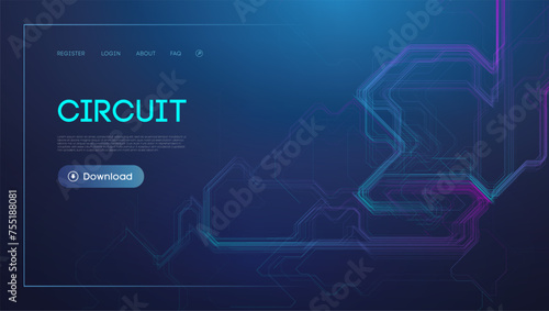 Neon circuit pattern for modern tech background