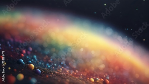 Abstract gradient bokeh light texture background bright blur sparkle glow spectrum rainbow particles vibrant shine illumination glitter defocused multicolored dark pattern