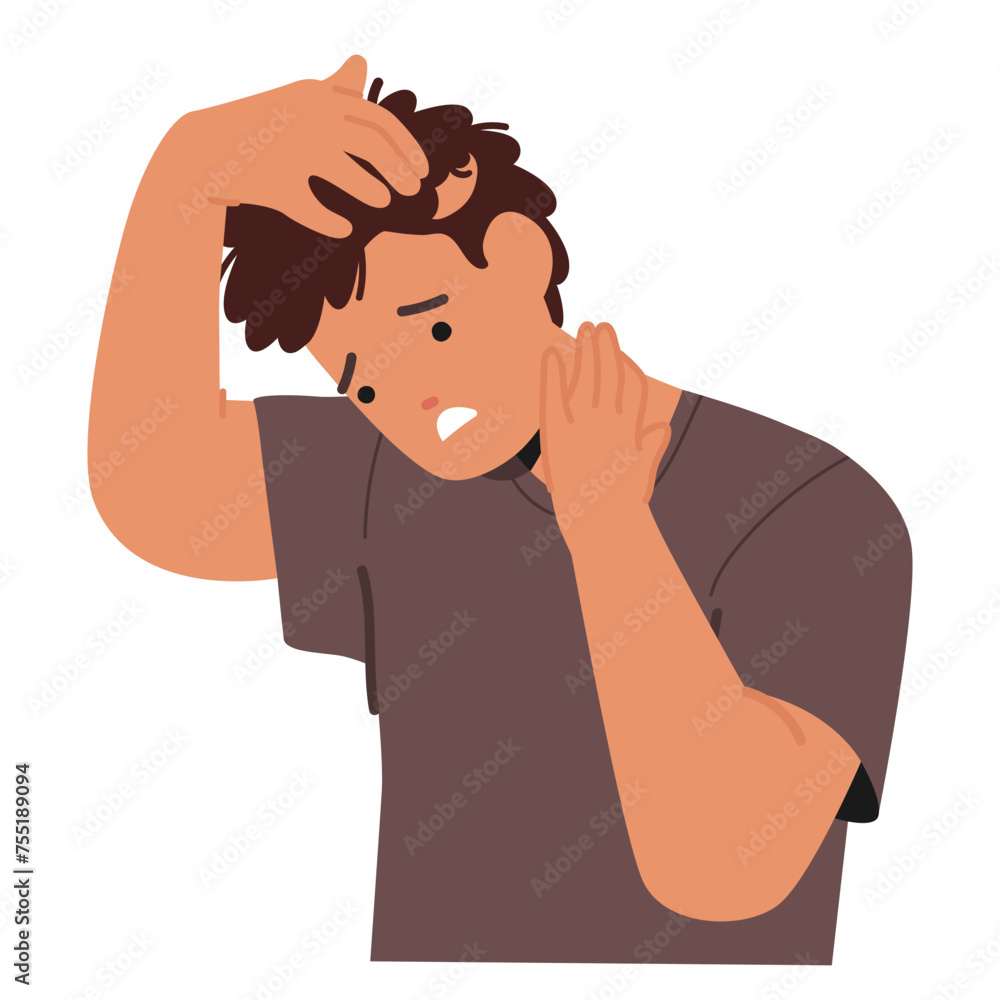 Man With Alopecia Areata Has Patchy Hair Loss, Showcasing Smooth, Bald Spots Amidst His Remaining Hair Vector Man With Alopecia Areata Has Patchy Hair Loss, Showcasing Smooth, Bald Spots Amidst His Remaining Hair Vector