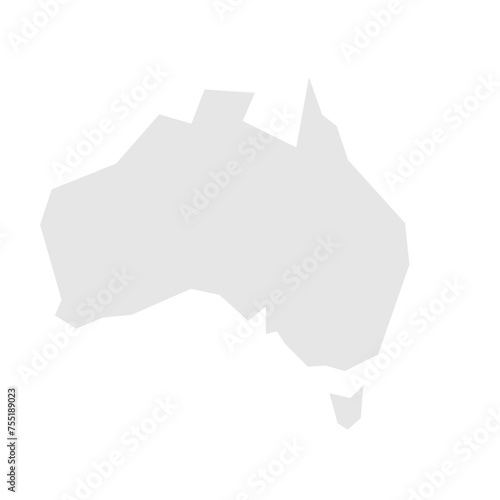 Australia country simplified map. Light grey silhouette with sharp corners isolated on white background. Simple vector icon