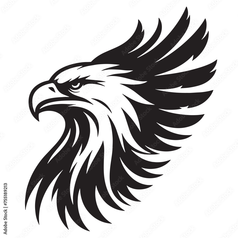 Eagle's Gaze silhouette, Eagle's Flight silhouette, Eagle King of the Skies Black and White Illustration Eagle's Gaze silhouette, Eagle's Flight silhouette, Eagle King of the Skies Black and White Illustration