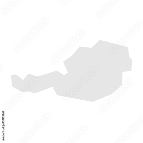 Austria country simplified map. Light grey silhouette with sharp corners isolated on white background. Simple vector icon