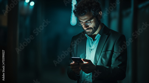 Mann schaut auf sein Smartphone