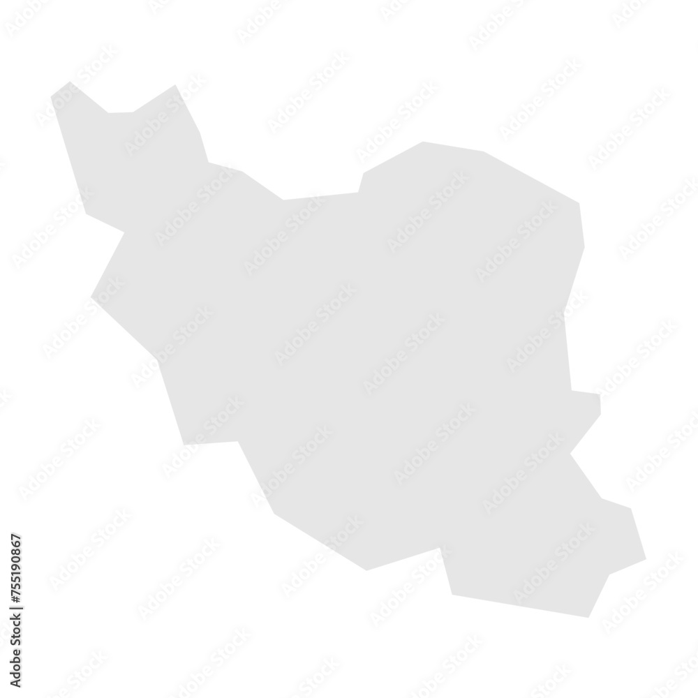 Iran country simplified map. Light grey silhouette with sharp corners isolated on white background. Simple vector icon