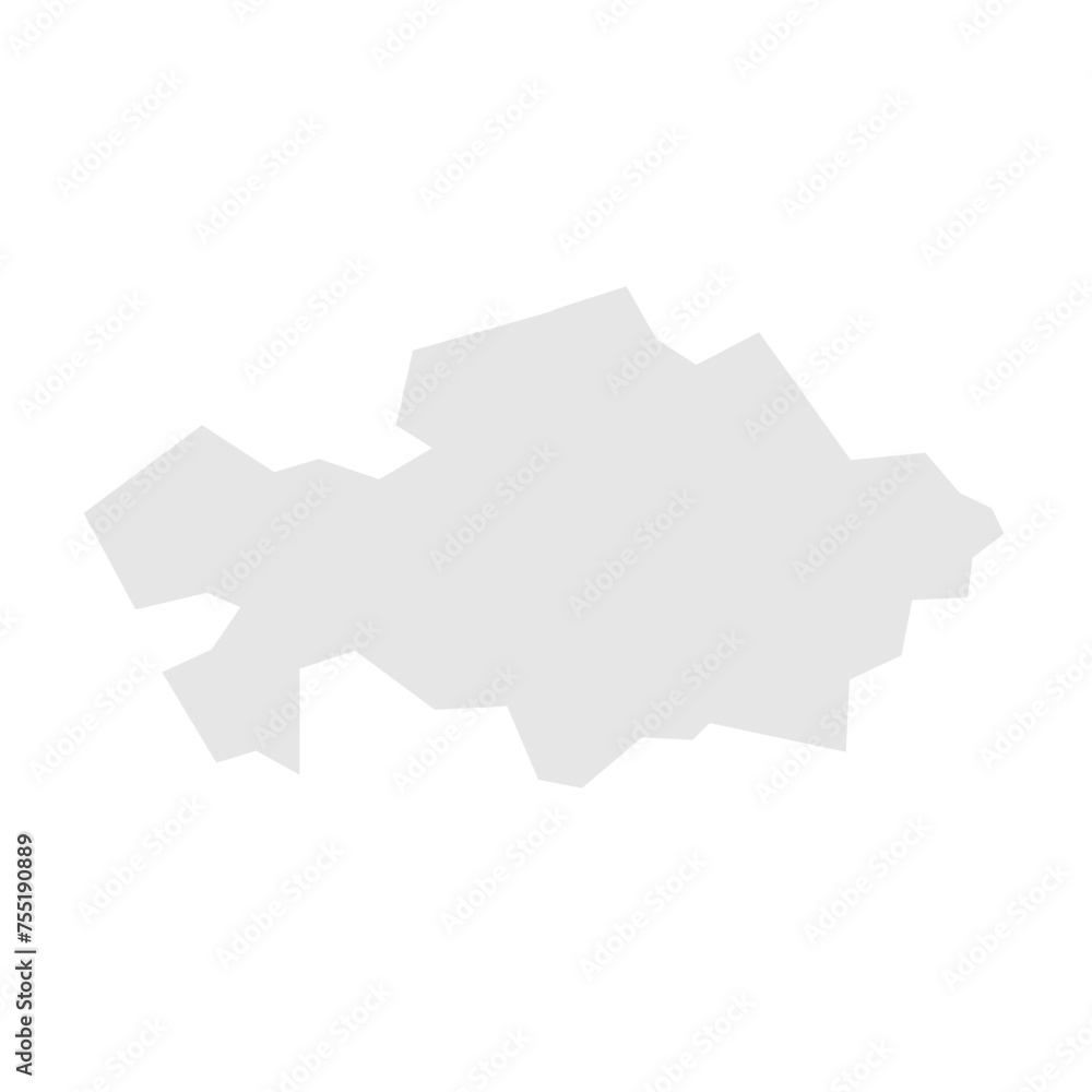 Kazakhstan country simplified map. Light grey silhouette with sharp corners isolated on white background. Simple vector icon