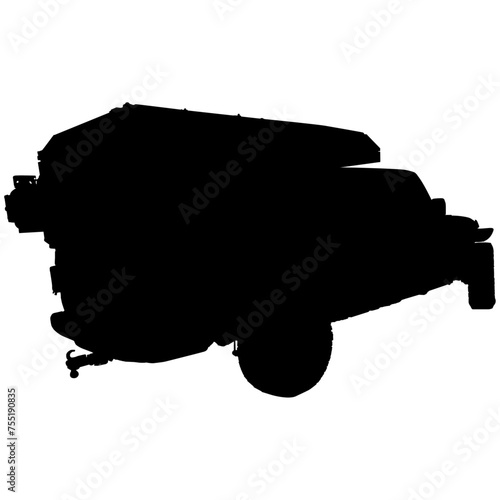 4x4 pickup with camper shell in silhouette
