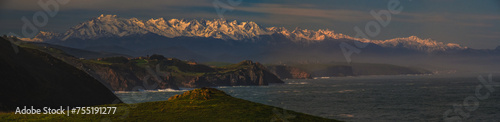 View of the Picos de Europa from the Cantabrian coast photo