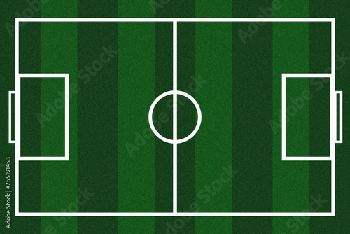 Drawn football field with green grass, football