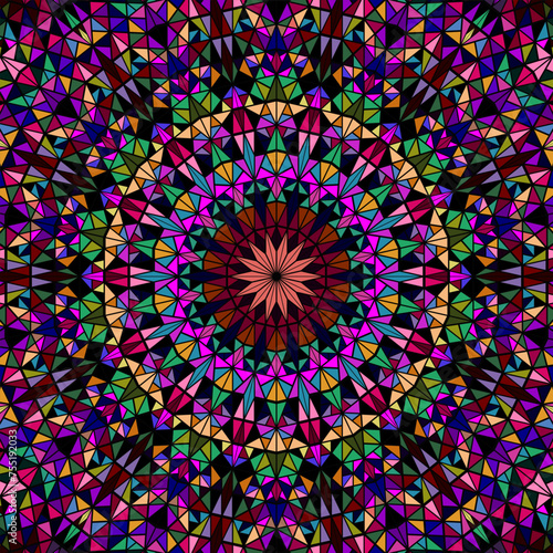 Dynamic polygonal geometrical abstract tiled pattern background - circular colorful vector design from triangle polygons