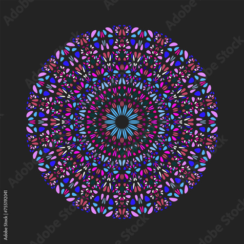 Round colorful flower pattern mandala - ornamental geometrical abstract vector design from stones