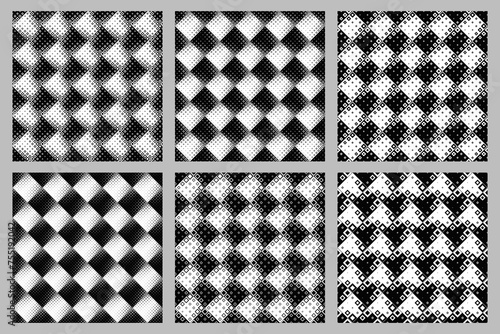 Seamless geometrical  diagonal square pattern background set - abstract vector designs