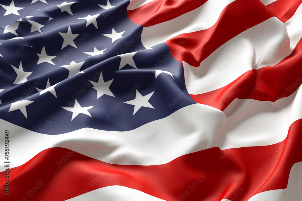realistic rendering of the American flag with a focus on the texture and folds of the fabric. realistic rendering of the American flag with a focus on the texture and folds of the fabric.