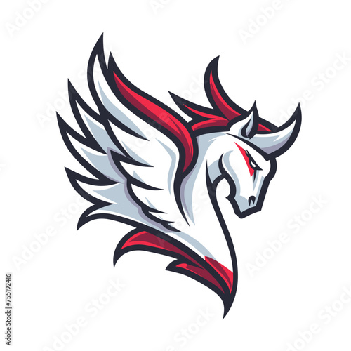 Vector esports logotype horse pegasus on white background, logo pegasus, icon pegasus, sticker pegasus, symbol pegasus, emblem pegasus