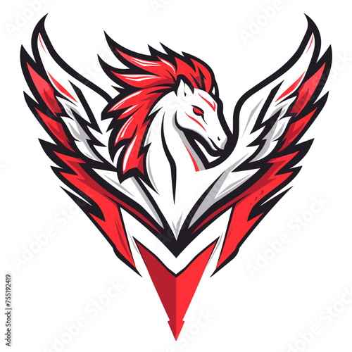 Vector esports logotype horse pegasus on white background, logo pegasus, icon pegasus, sticker pegasus, symbol pegasus, emblem pegasus