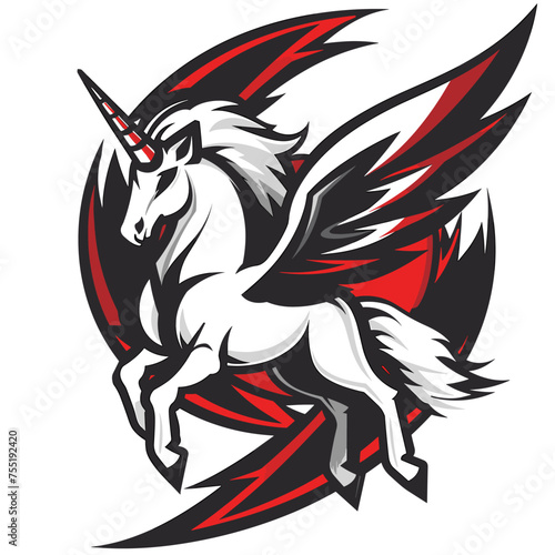 Vector esports logotype horse pegasus on white background, logo pegasus, icon pegasus, sticker pegasus, symbol pegasus, emblem pegasus