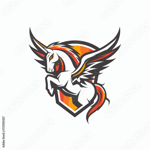 Vector esports logotype horse pegasus on white background, logo pegasus, icon pegasus, sticker pegasus, symbol pegasus, emblem pegasus