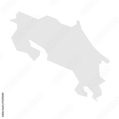 Costa Rica country simplified map. Light grey silhouette with sharp corners isolated on white background. Simple vector icon