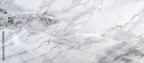 Detailed close-up view of a smooth white marble texture, showcasing intricate veining and unique patterns on the surface.