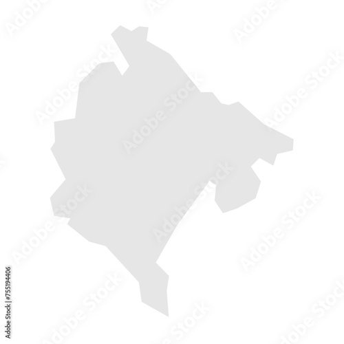 Montenegro country simplified map. Light grey silhouette with sharp corners isolated on white background. Simple vector icon