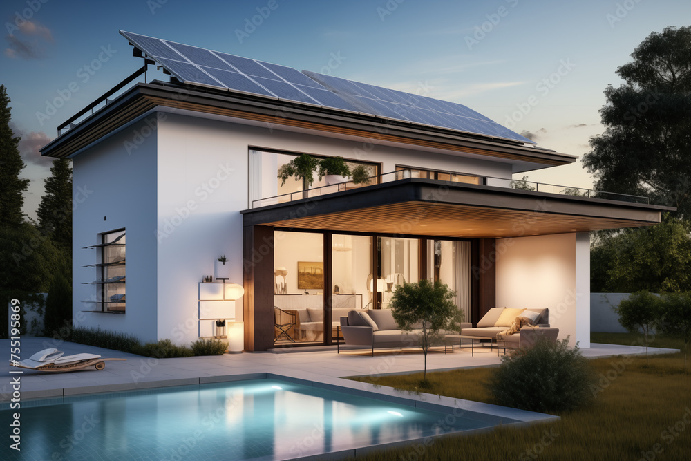 Solar battery on a modern house. Generative AI tools