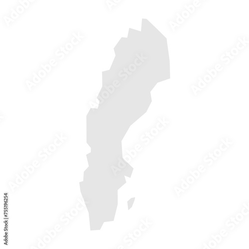 Sweden country simplified map. Light grey silhouette with sharp corners isolated on white background. Simple vector icon