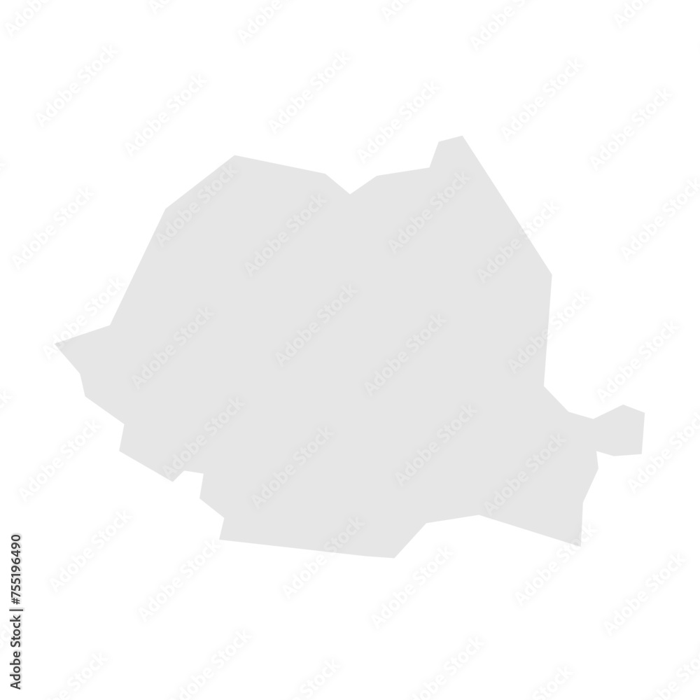 Romania country simplified map. Light grey silhouette with sharp corners isolated on white background. Simple vector icon Romania country simplified map. Light grey silhouette with sharp corners isolated on white background. Simple vector icon