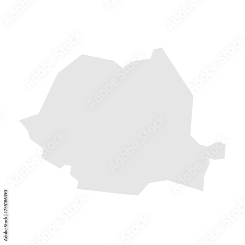 Romania country simplified map. Light grey silhouette with sharp corners isolated on white background. Simple vector icon