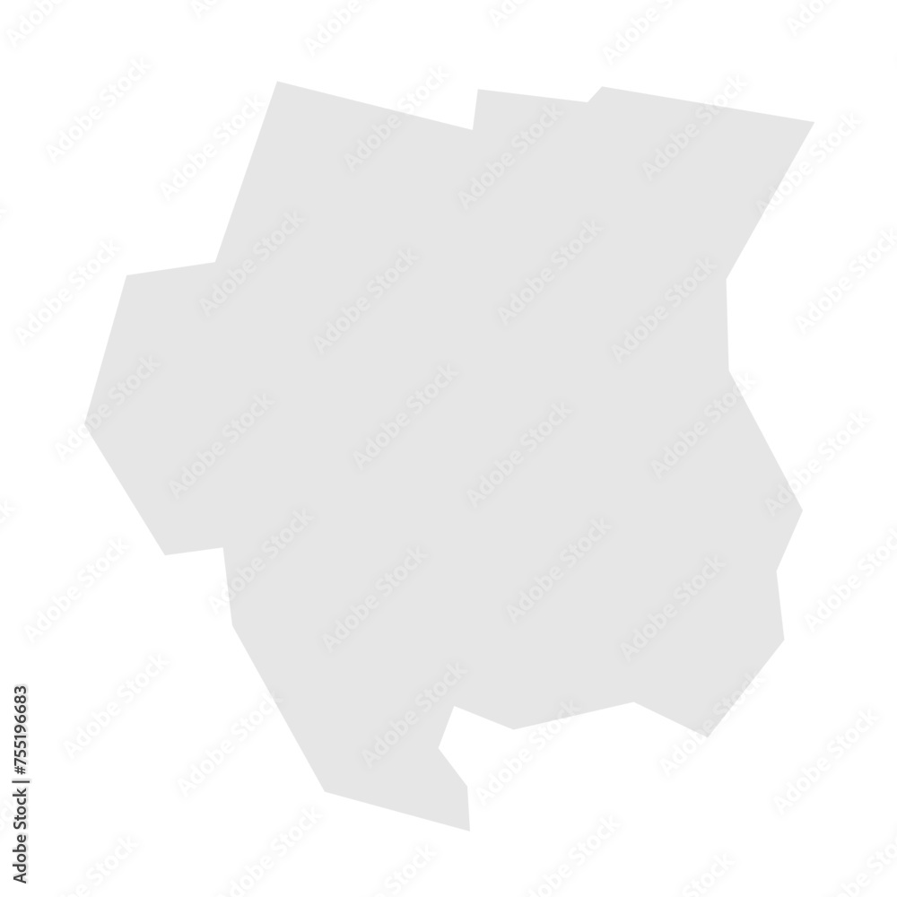 Suriname country simplified map. Light grey silhouette with sharp corners isolated on white background. Simple vector icon