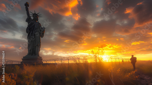 The Statue of Liberty on the southern border - symbolism - embrace migrants - immigrants -immigration - freedom - country of immigrants  photo