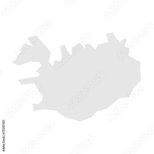 Iceland country simplified map. Light grey silhouette with sharp corners isolated on white background. Simple vector icon