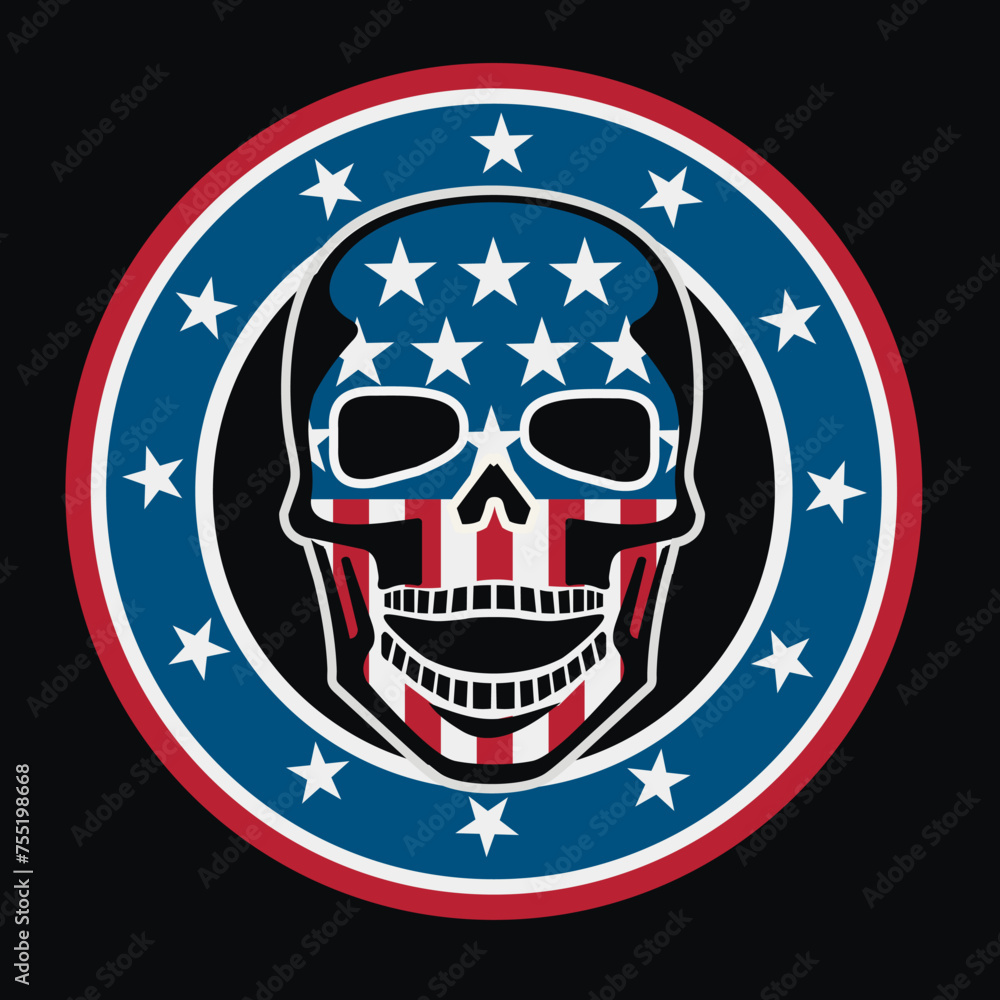 Fototapeta premium skull and flag of USA, grunge.vintage design t-shirts