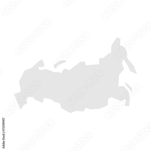 Russia country simplified map. Light grey silhouette with sharp corners isolated on white background. Simple vector icon