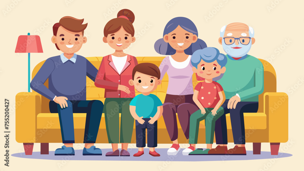 Big family sitting on the sofa vector illustration Big family sitting on the sofa vector illustration