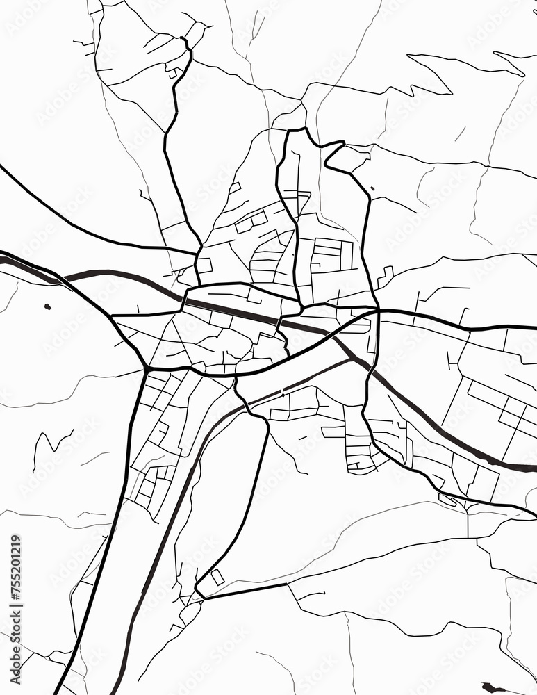 Detailed city map of Lienz-Austria with infrastructure in a minimalist style