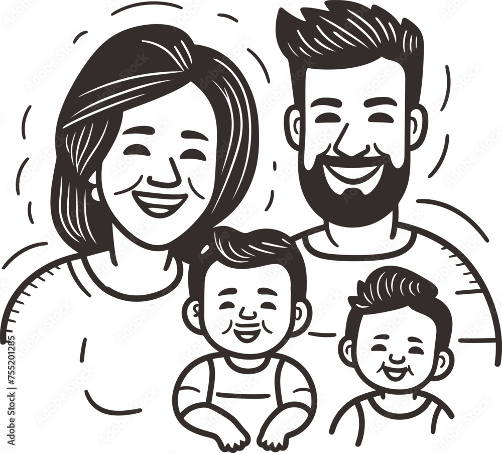 Silhouette Family Vector Illustration in Silhouetted Form