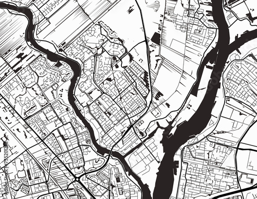 Detailed city map of Krimpen aan den Ijssel-Netherlands with infrastructure in a minimalist style photo
