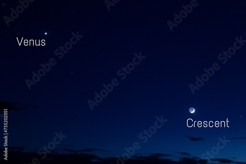 Venus and Crescent at night 