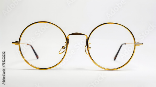 Front view of round eyeglasses frame isolated on white. Generative AI

