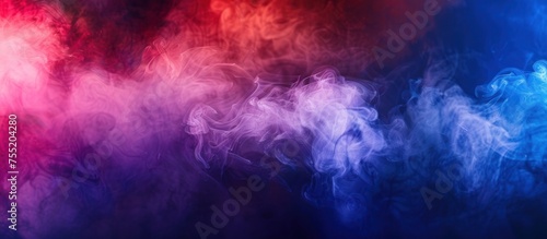 Colorful dramatic red, blue, and purple colors smoke or fog for abstract background. AI generated