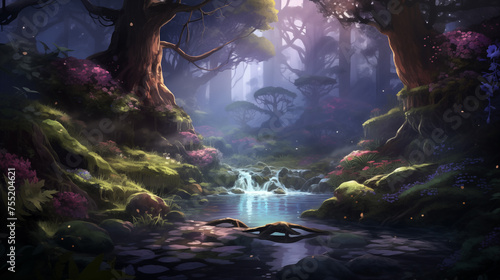 Enchanted Forest Stream at Twilight