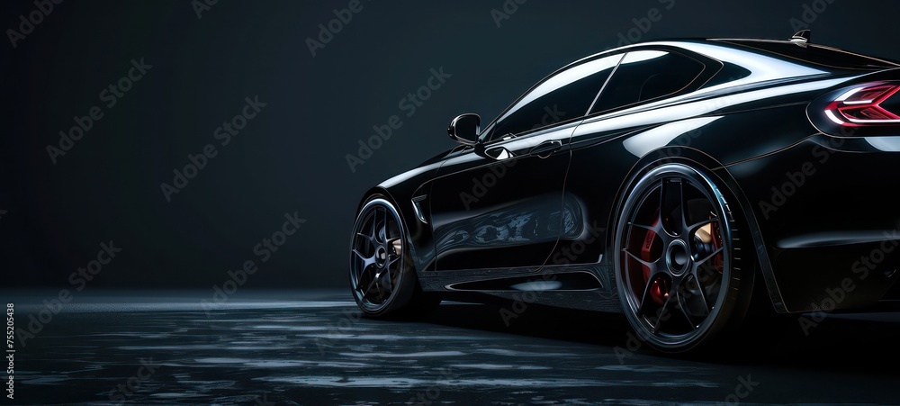 Super sports car on a black background. 3d illustration