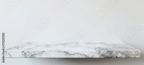 White Marble product stand, Marbling floor background top view for display your packaging or mockup design template.