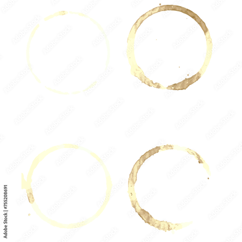 An illustration of a set of coffee stains on paper An illustration of a set of coffee stains on paper